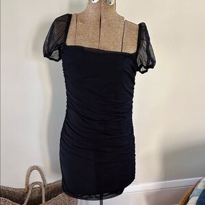 Princess Polly Elegant Black Ruched Mini Dress